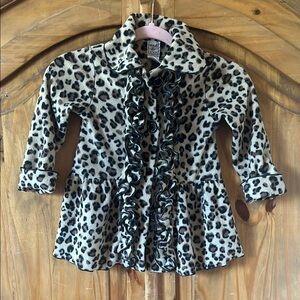 Leopard Print Ruffled Coat